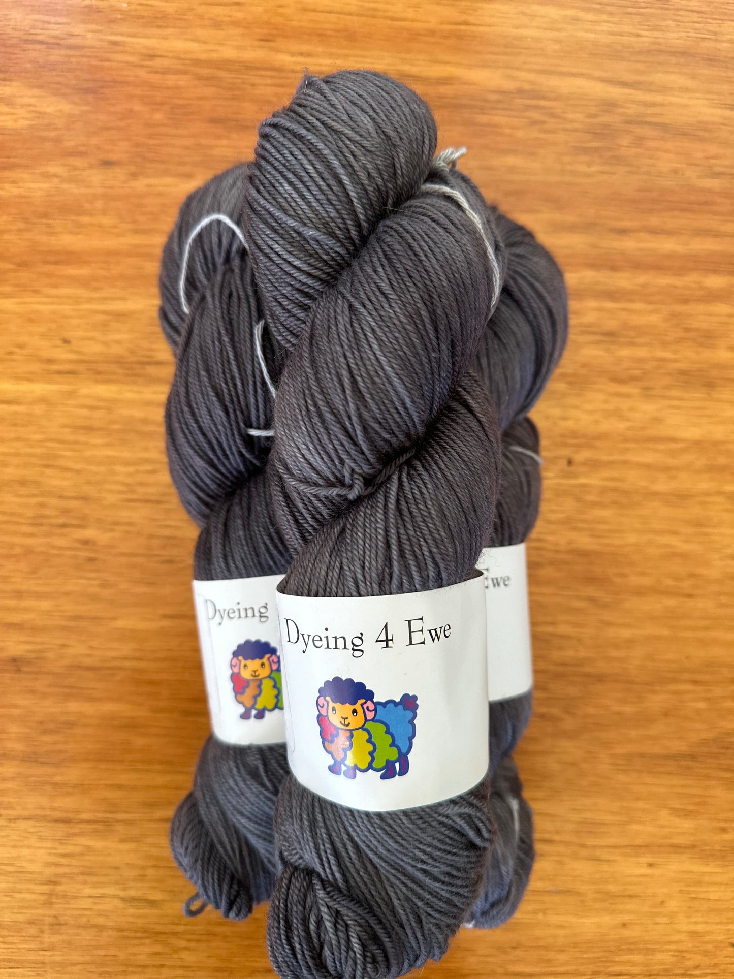 Dark grey Hand Dyed Sock yarn