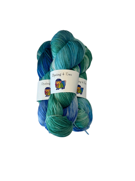 Ocean Swirl Hand Dyed Sock yarn