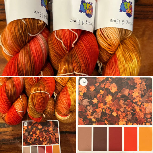 Autumn leaves Hand Dyed Sock yarn